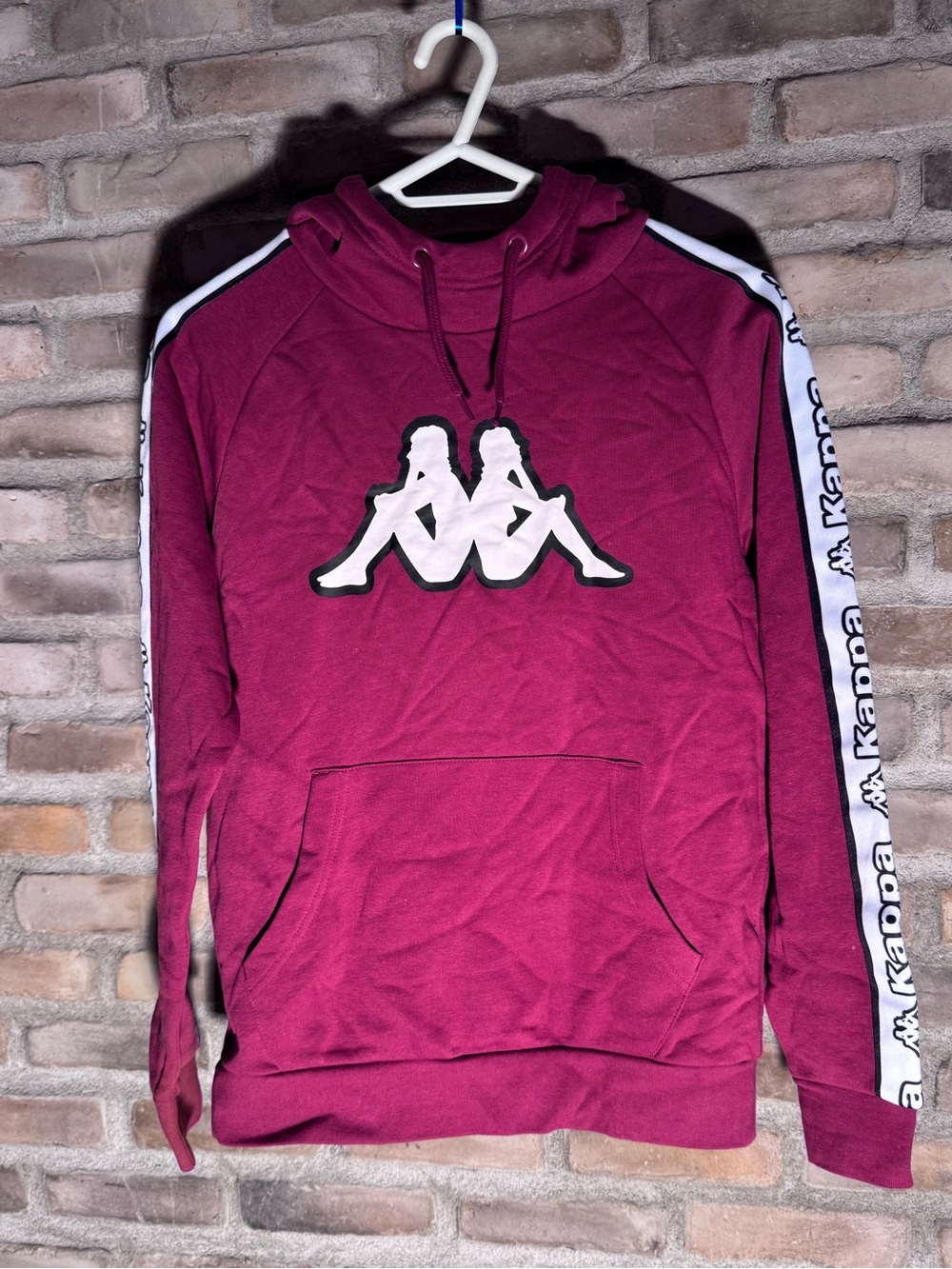 Kappa Men's Burgundy Crewneck Hoodie with White Logo
